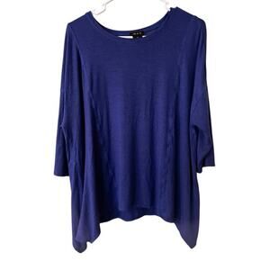 IMAN colbalt blue gold fleck oversize shark hem boho casual career everyday sz M